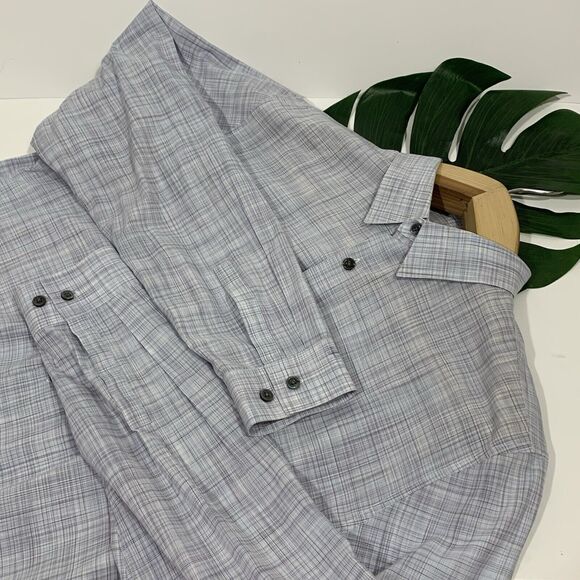 Theory Men’s Pinstripe Button Down Collar Shirt Size Large - Picture 7 of 10